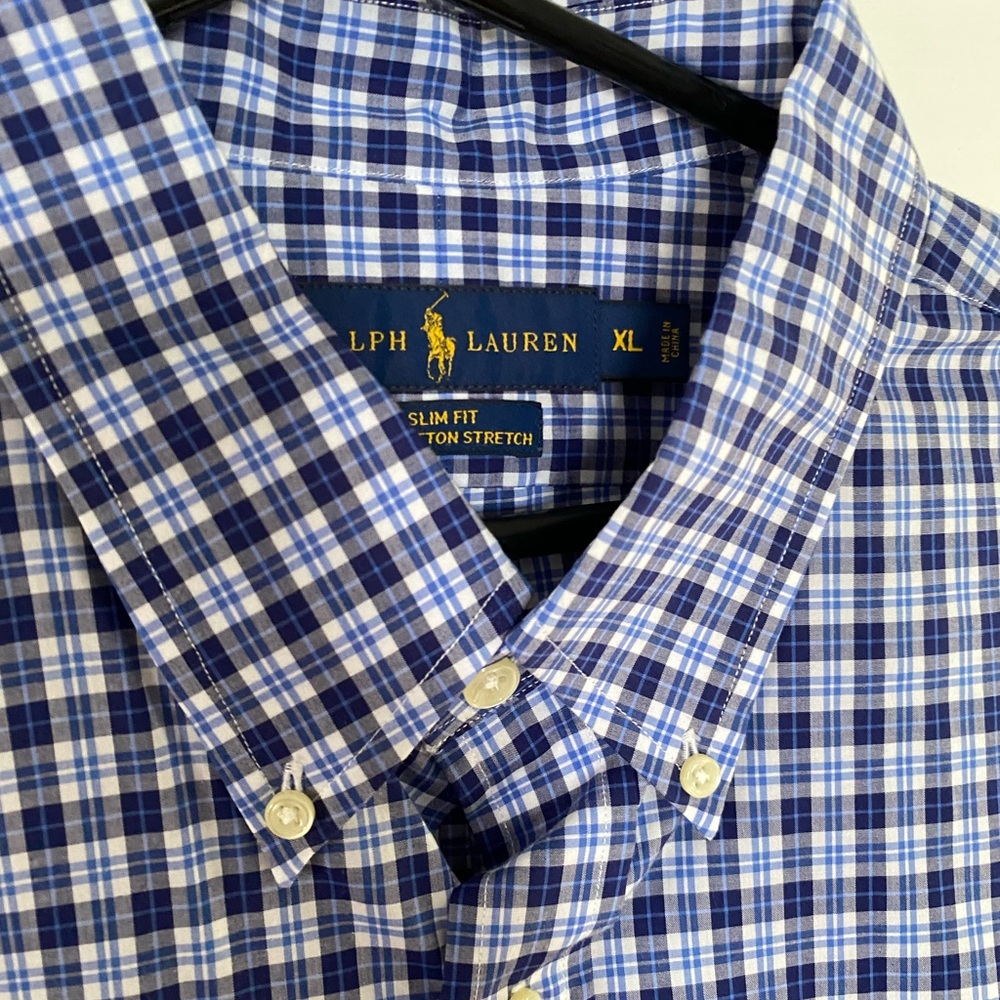 Men’s NWOT Ralph Lauren Plaid Shirt, XL Slim Fit Stretch